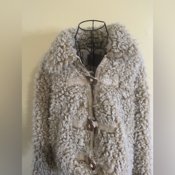 NWT Anthropologie Brenna Faux Fur Coat in Taupe Size XL - Picture 7 of 11